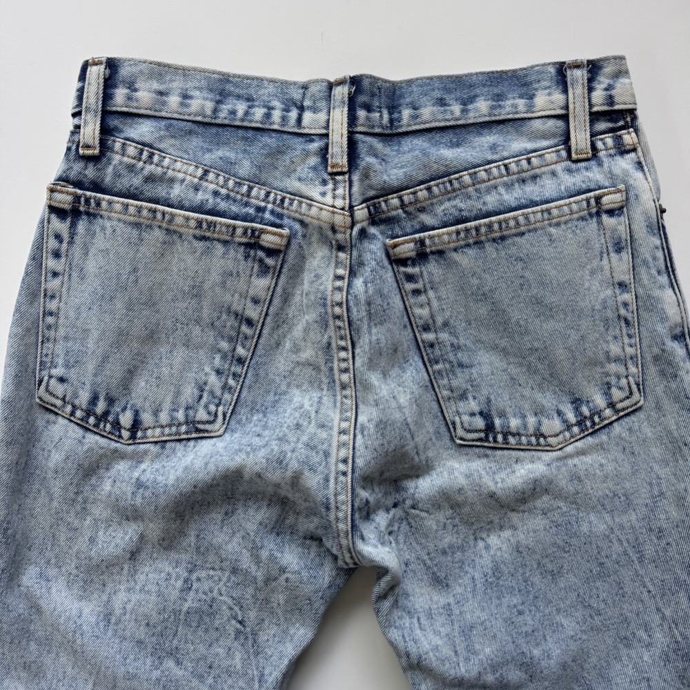 AMERICAN APPAREL Dark Indigo Acid Wash Jeans 30x25 Made in USA Straight Raw Cuff - Picture 11 of 14